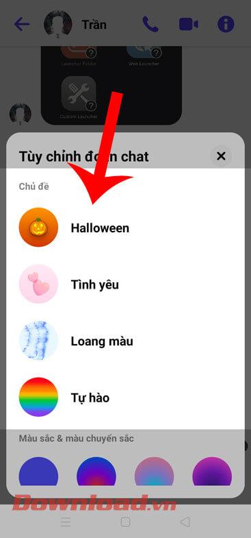 Instructions pour changer l'interface de Facebook Messenger en thèmes d'amour et d'Halloween