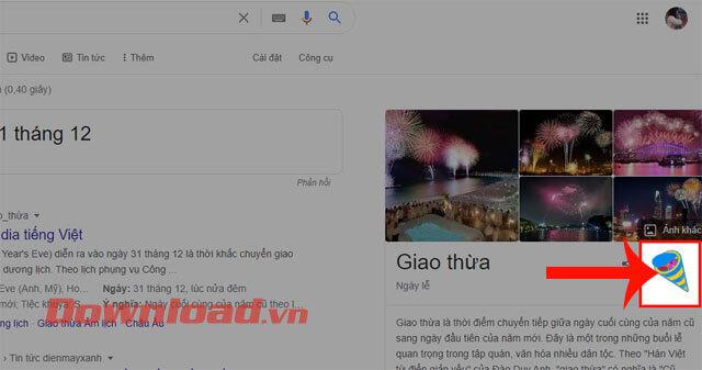 Instructions for launching Happy New Year fireworks on Google