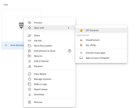 How to extract ZIP files in Google Drive without downloading first