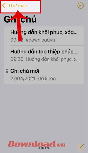 Instructions for finding notes on iPhone with Tags