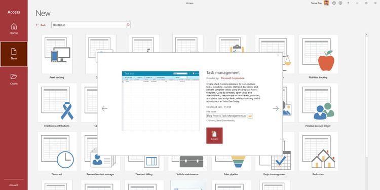 Étapes pour créer une nouvelle base de données dans Access