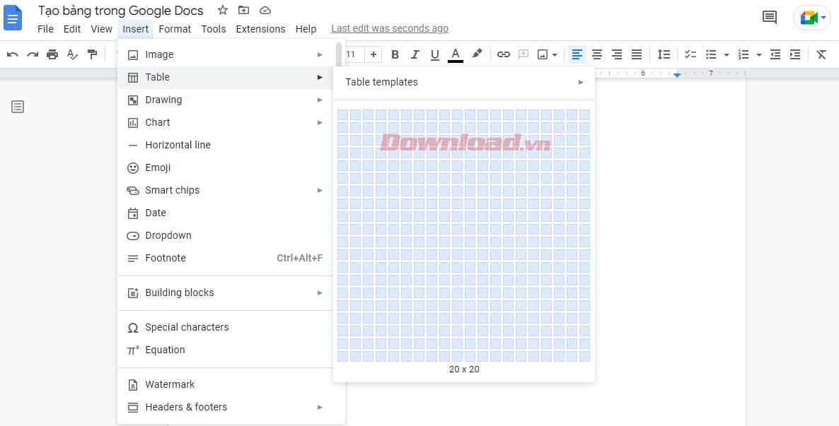 How to create and edit tables in Google Docs