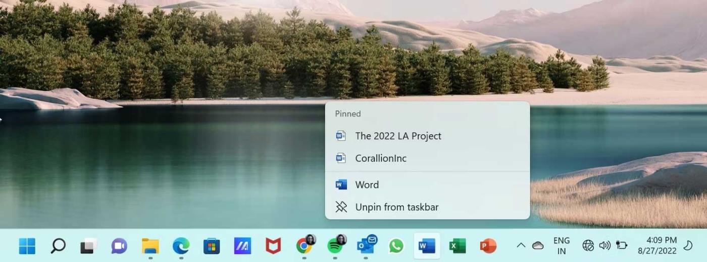 How to pin Word, Excel and PowerPoint files to the corresponding app icon on the Windows 11 taskbar