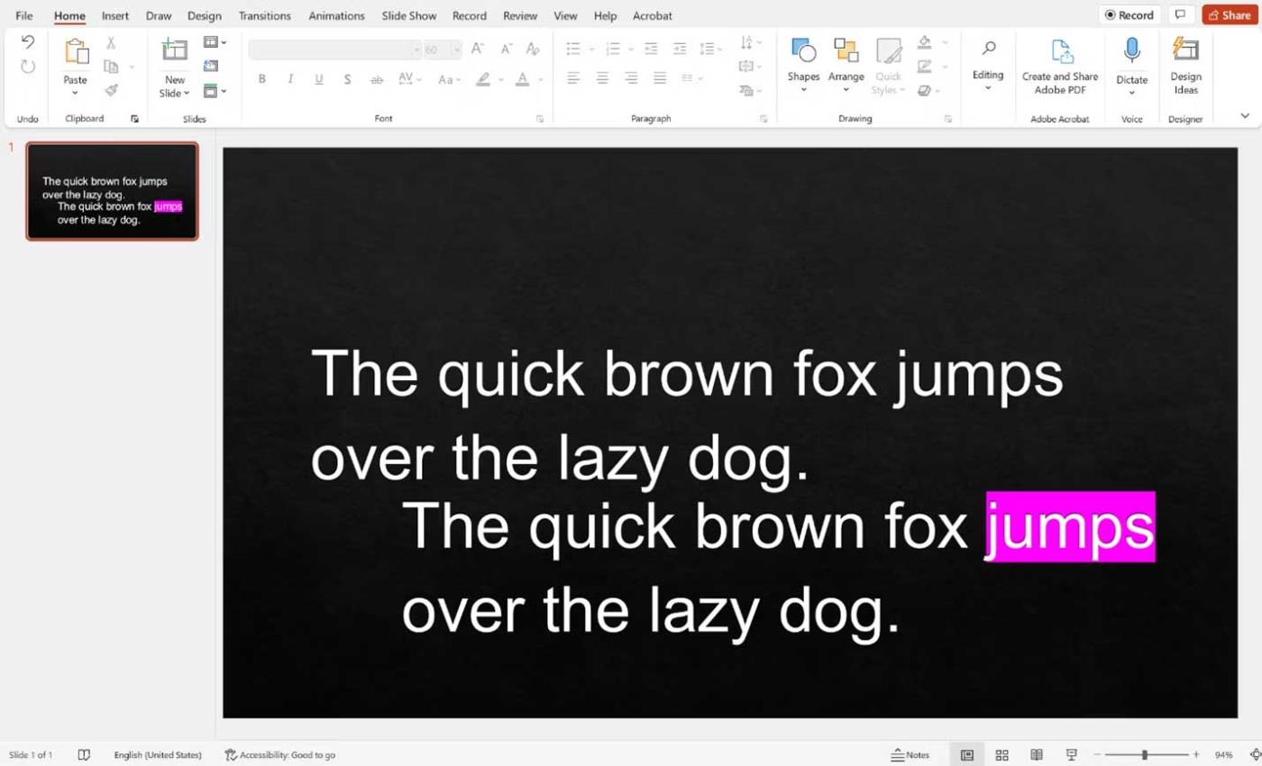 Comment mettre l'accent sur un mot dans une présentation sur Microsoft PowerPoint