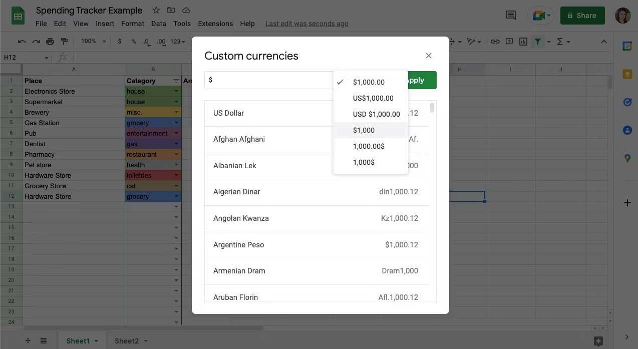 Google スプレッドシートで毎月の支出追跡を作成する方法
