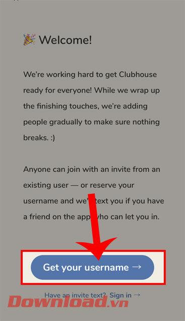 Instruções para registrar uma conta Clubhouse