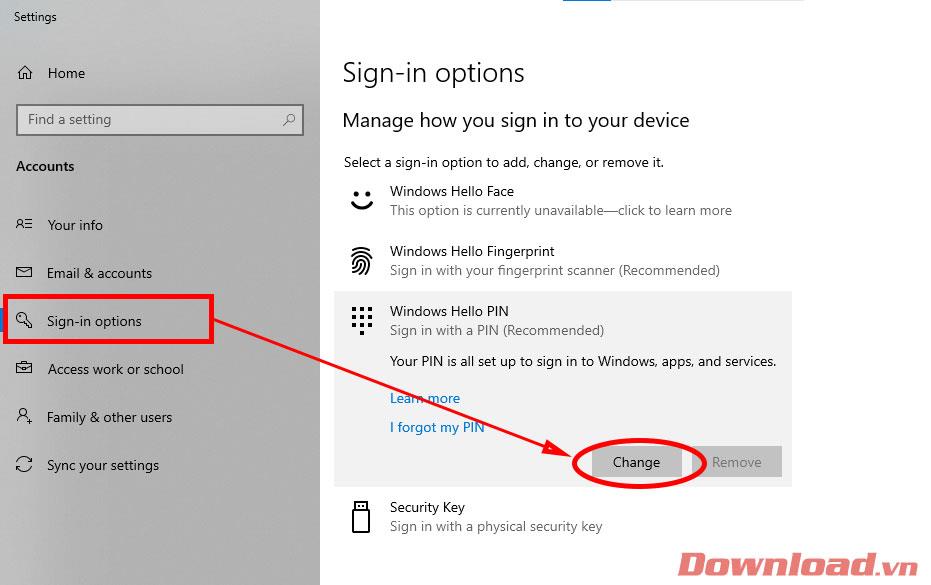 Instructions pour changer le mot de passe de l'ordinateur Windows