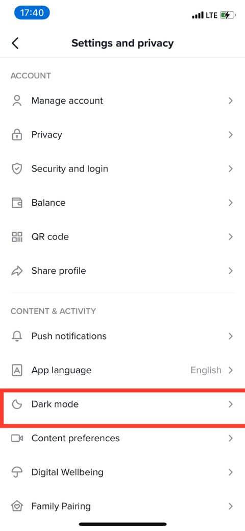How to enable dark mode on TikTok