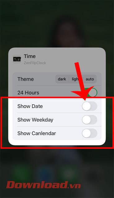 Arahan untuk memasang jam selak untuk iPhone yang memaparkan kalendar