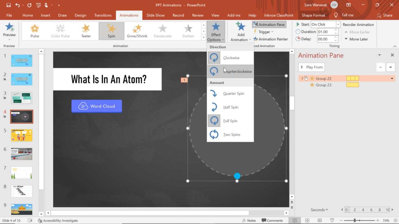 How to add Spin effect in PowerPoint