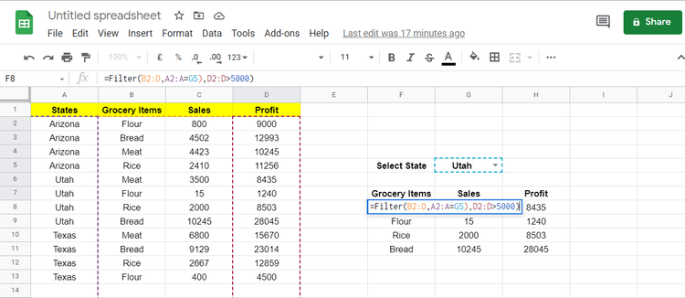 How to use the FILTER function in Google Sheets