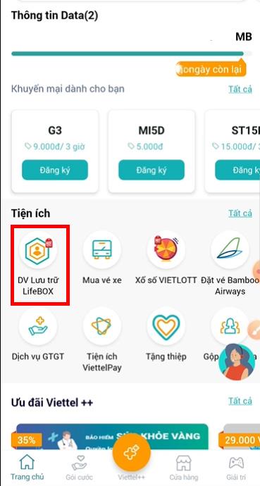 Instructions d'utilisation de LifeBOX - le service de stockage en ligne de Viettel