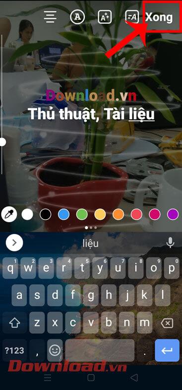 Instructions pour créer du texte arc-en-ciel sur Instagram Story