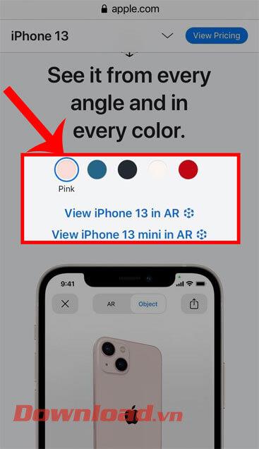 Arahan untuk mempersembahkan pembentangan AR pada telefon iPhone 13