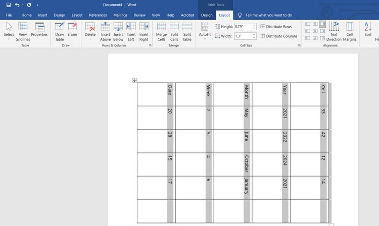 How to rotate a table in Microsoft Word