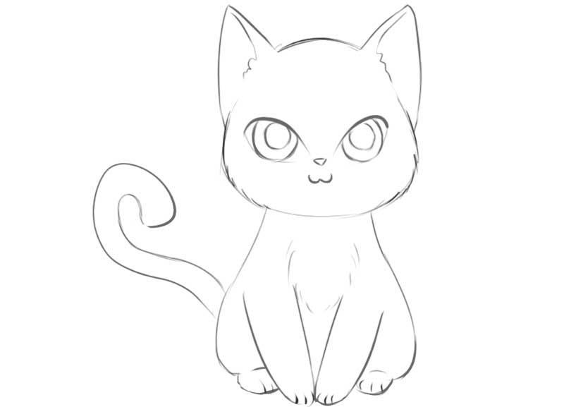 Comment dessiner un chat animé mignon