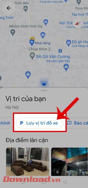 Arahan untuk menyimpan lokasi tempat letak kereta di Peta Google