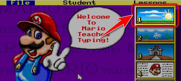 Instructions d'utilisation du logiciel de saisie à 10 doigts Mario Teaches Typing