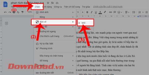 Instructions for writing the first large letter on Google Docs