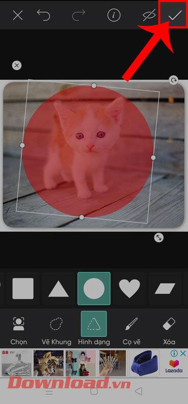 Instructions pour découper des photos en cercles sur PicsArt