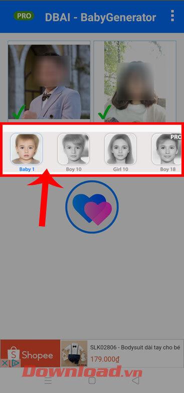 Instructions pour transplanter le visage des parents sur leurs enfants sur BabyGenerator