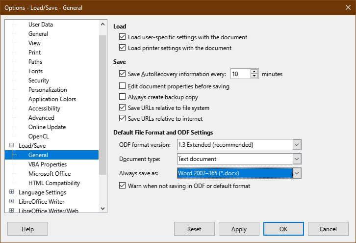 LibreOffice Writer を Microsoft Word のように動作するように設定する方法