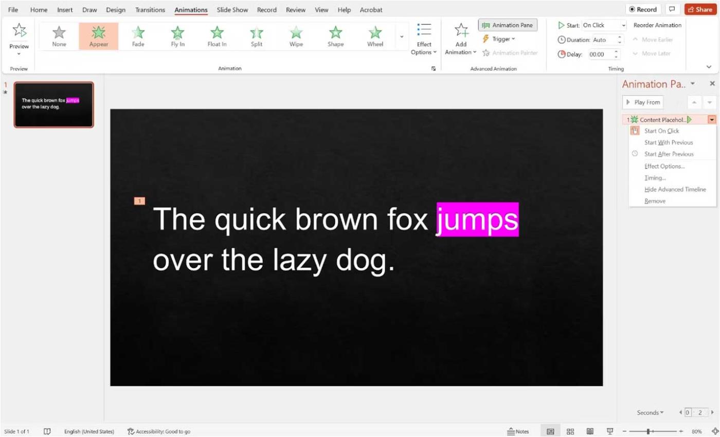 Comment mettre l'accent sur un mot dans une présentation sur Microsoft PowerPoint