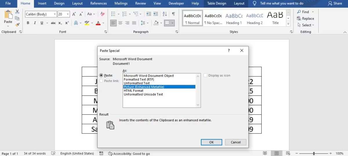 Comment convertir des tableaux en images dans Microsoft Word