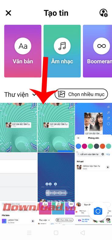 Instructions for inserting music into photos and videos on Facebook Story