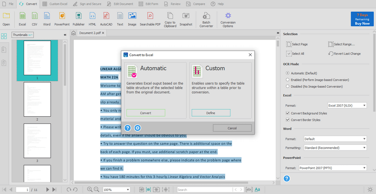 How to delete headers and footers in tables in PDF documents