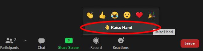 Instructions pour lever la main pour parler dans Zoom