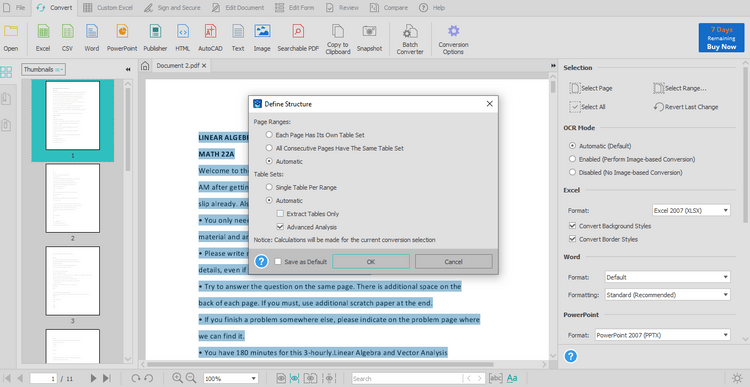 How to delete headers and footers in tables in PDF documents