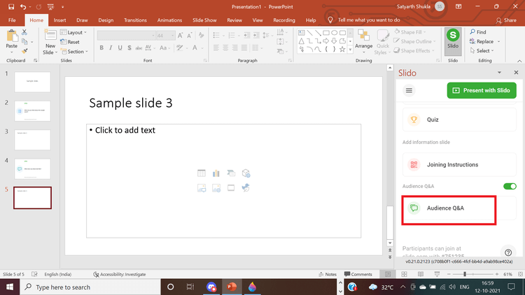 كيفية إضافة التصويت والأسئلة والأجوبة في PowerPoint باستخدام Slido