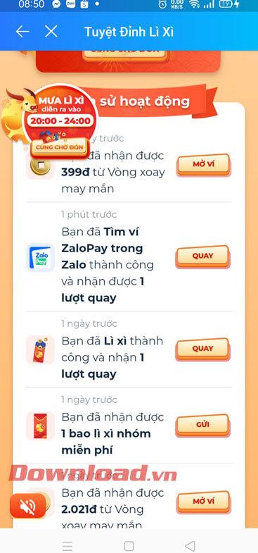 คำแนะนำในการจับรางวัลเพื่อรับ Lucky Money บน ZaloPay