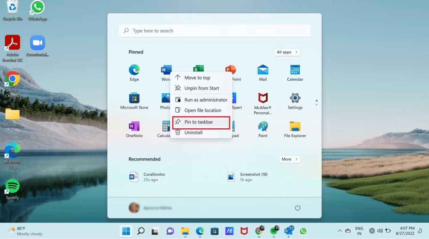 How to pin Word, Excel and PowerPoint files to the corresponding app icon on the Windows 11 taskbar