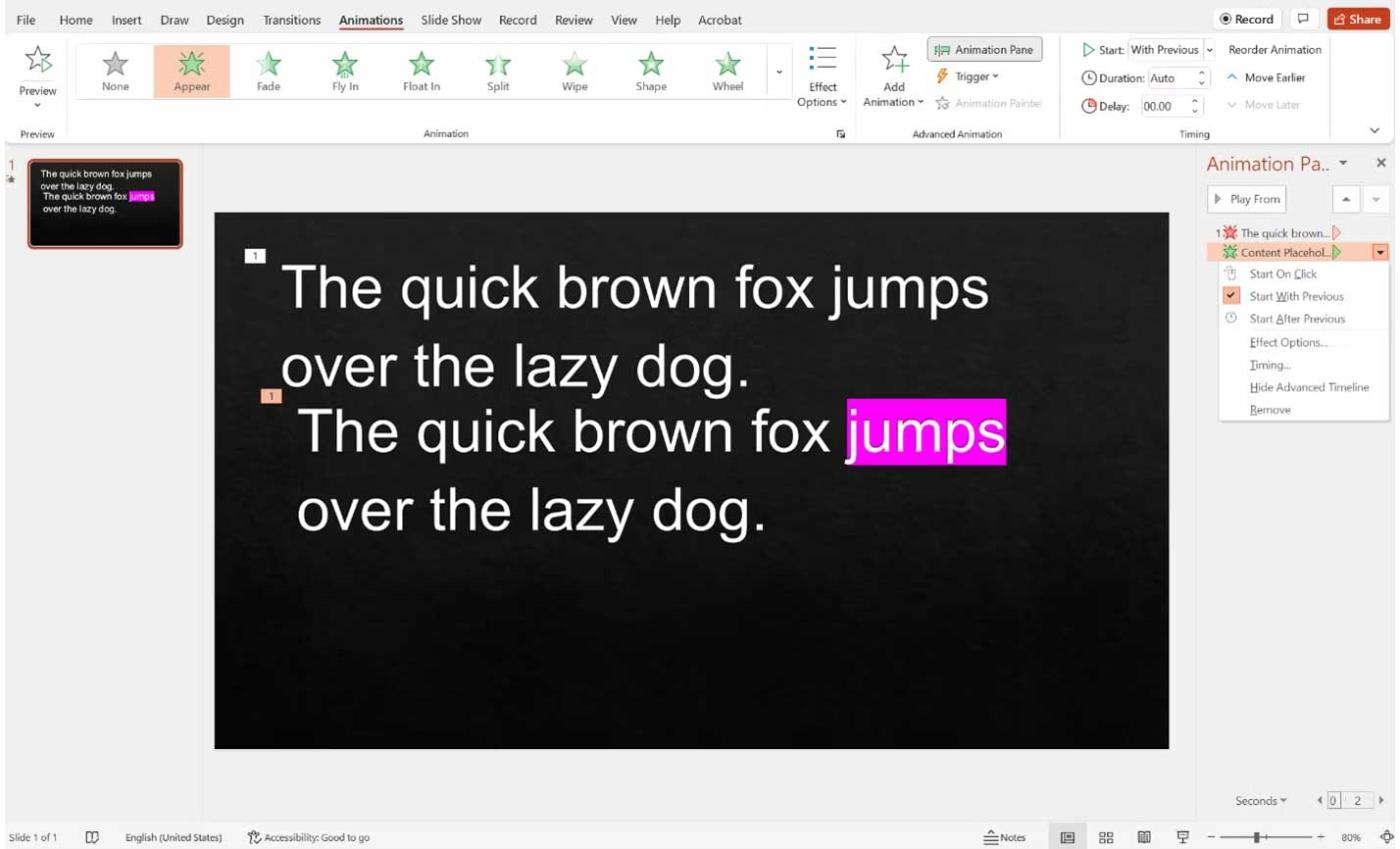 Comment mettre l'accent sur un mot dans une présentation sur Microsoft PowerPoint