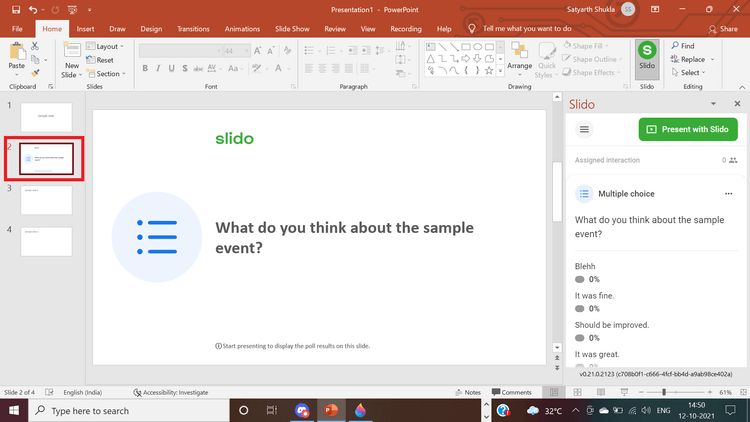 Slido を使用して PowerPoint に投票と Q&A を追加する方法