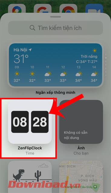 Petunjuk memasang jam lipat untuk iPhone yang menampilkan kalender