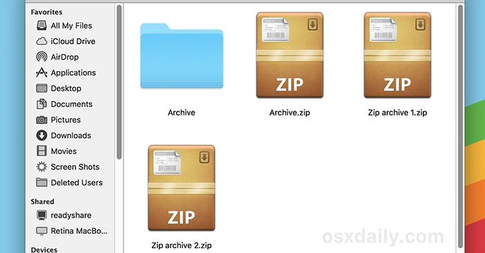Buat dan ekstrak folder dan file di Mac Anda