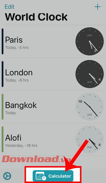Instructions for viewing world time on iPhone screen