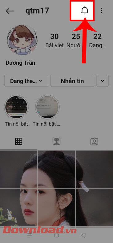 Instructions for turning on livestream notifications on Instagram