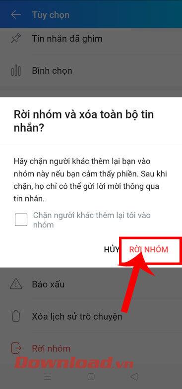 Instructions pour quitter le groupe de discussion Zalo sur téléphones et ordinateurs