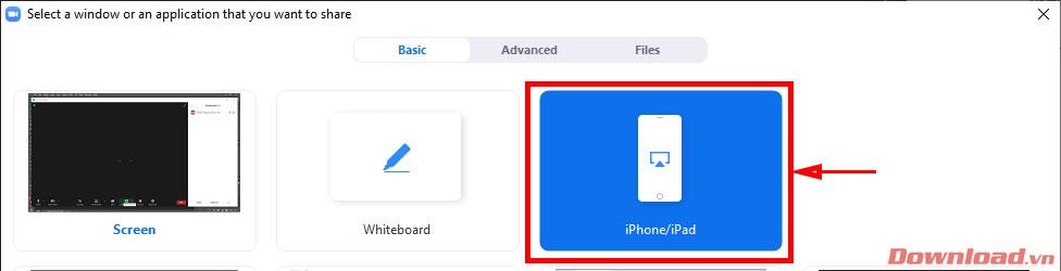 Instructions for presenting iPhone screens on Zoom