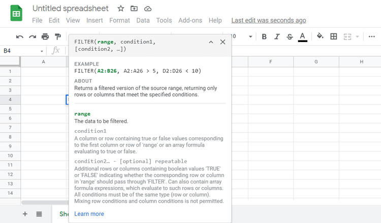 Comment utiliser la fonction FILTRE dans Google Sheets