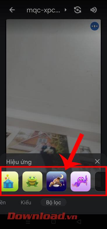 Instructions for using filters on Google Meet