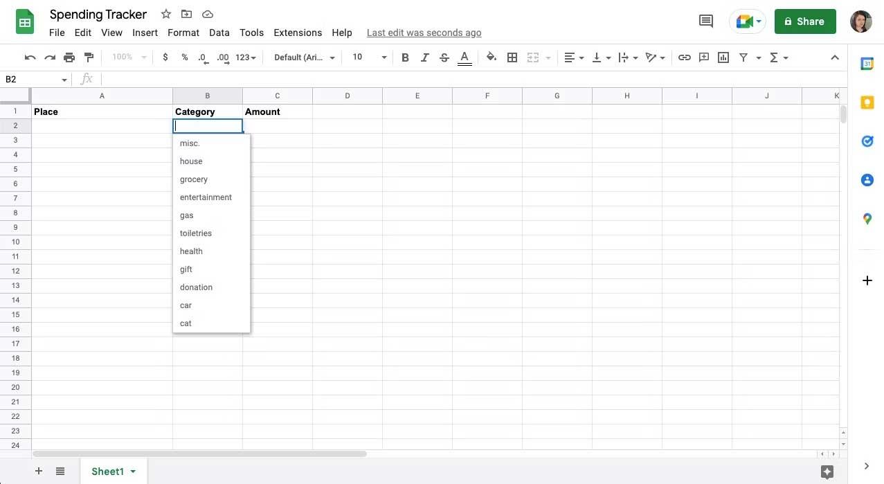 How to create monthly spending tracking in Google Sheets