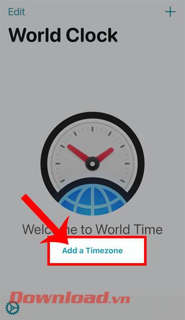 Instructions for viewing world time on iPhone screen