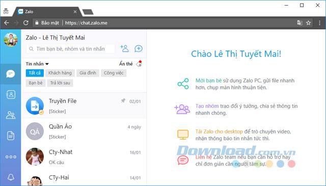 How to chat on Zalo without software with Zalo Web