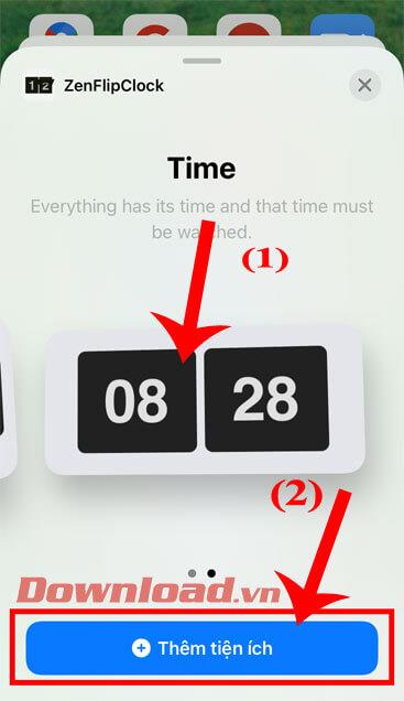 Instructions for installing a flip clock for iPhone that displays the calendar
