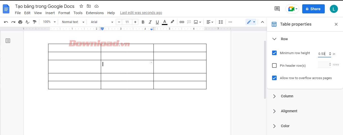 How to create and edit tables in Google Docs